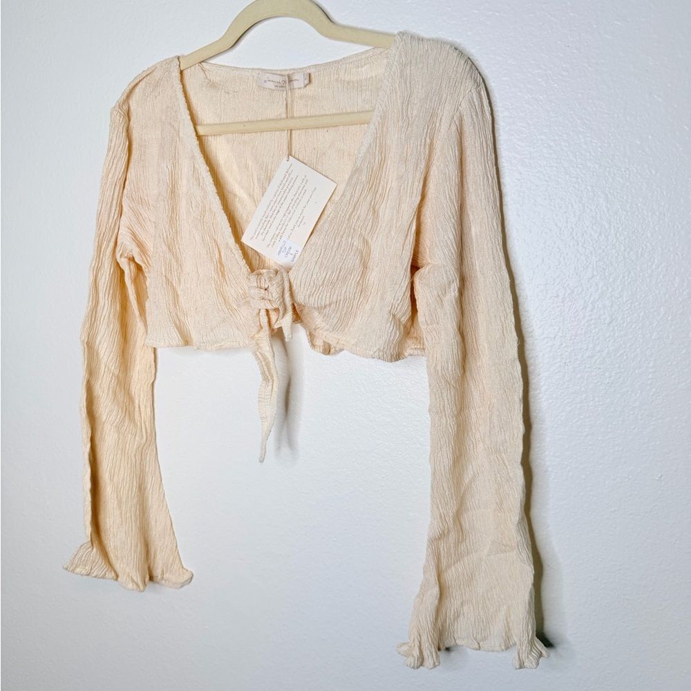 NWT ✨ SAVANNAH MORROW ‘Amarillo Top Cream’ Plisse Bamboo All Natural Small $205